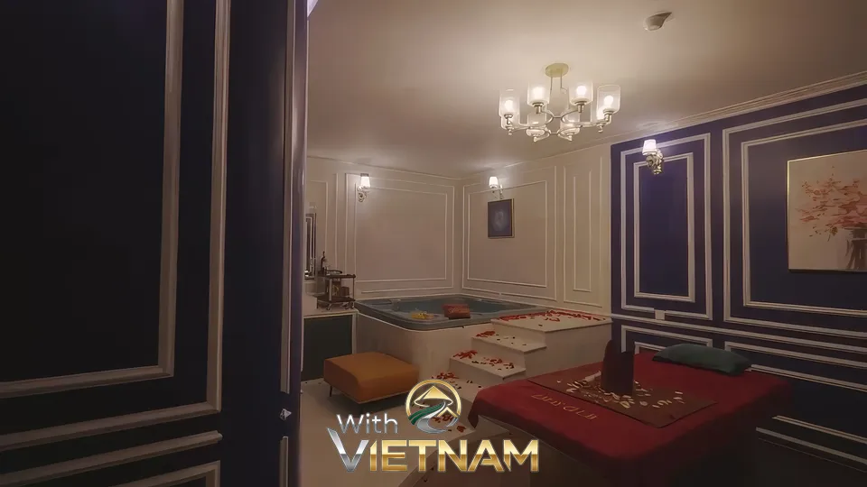 자쿠지와 마사지 베드가 있는 스파 룸