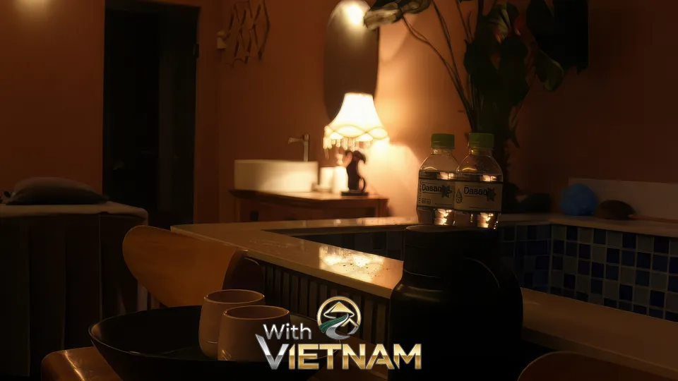 마사지 베드와 자쿠지가 있는 휴식 공간