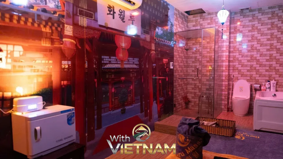 일본풍 벽화가 있는 마사지 룸