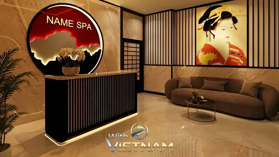 일본풍 그림이 있는 로비와 소파