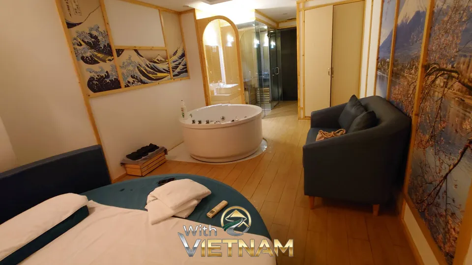 동양적인 그림이 있는 스파 룸