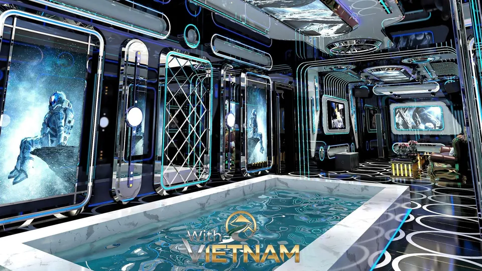 우주 컨셉의 화려한 풀빌라 룸